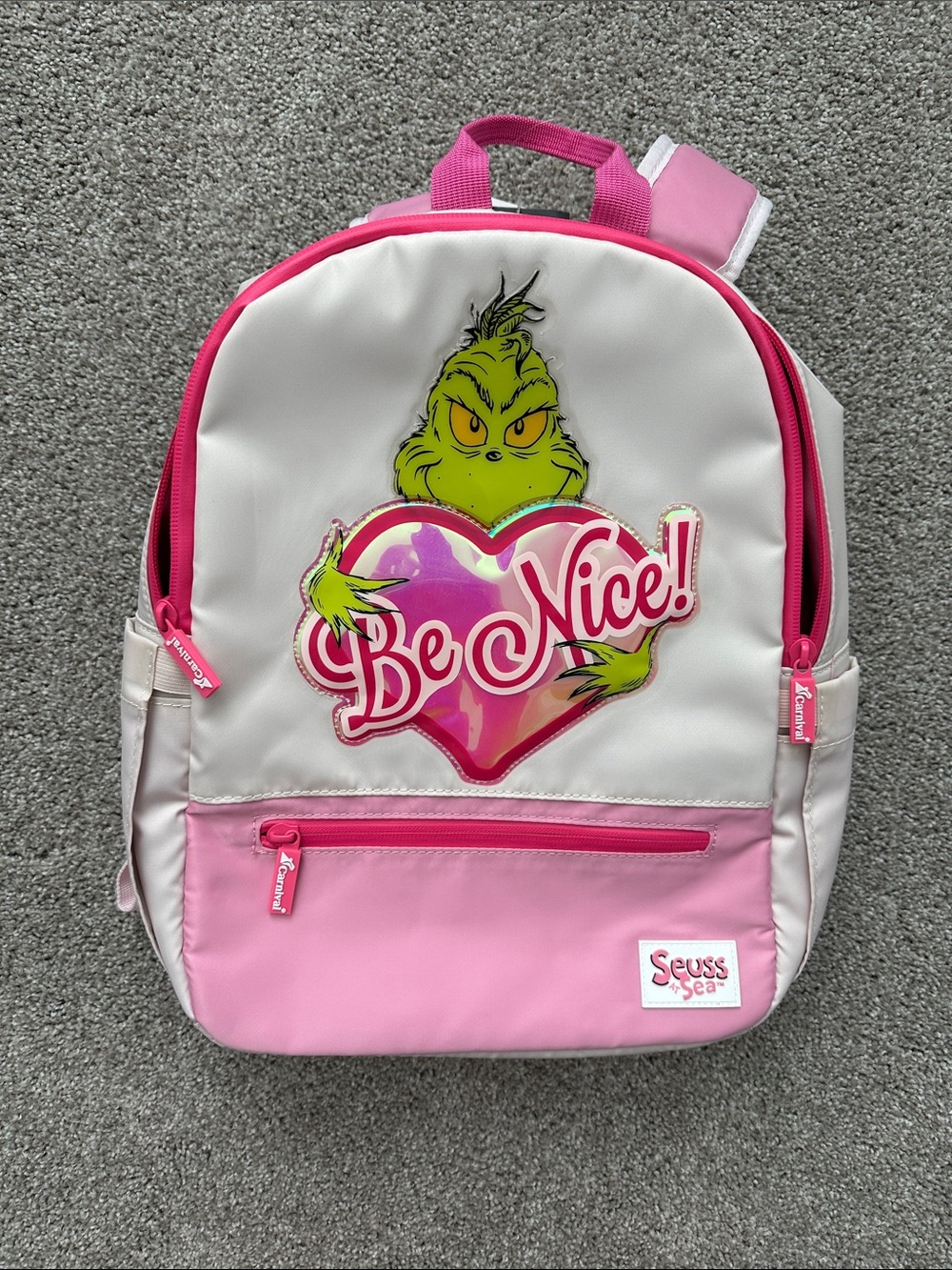 x Grinch Pink "Be Nice" Kids Backpack